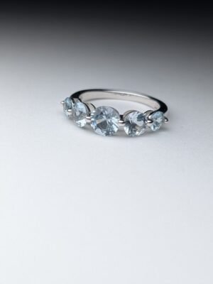 Vintage Sterling Silver Single Row Clear Gemstone Ring | Size M 1/2 | 925 Silver