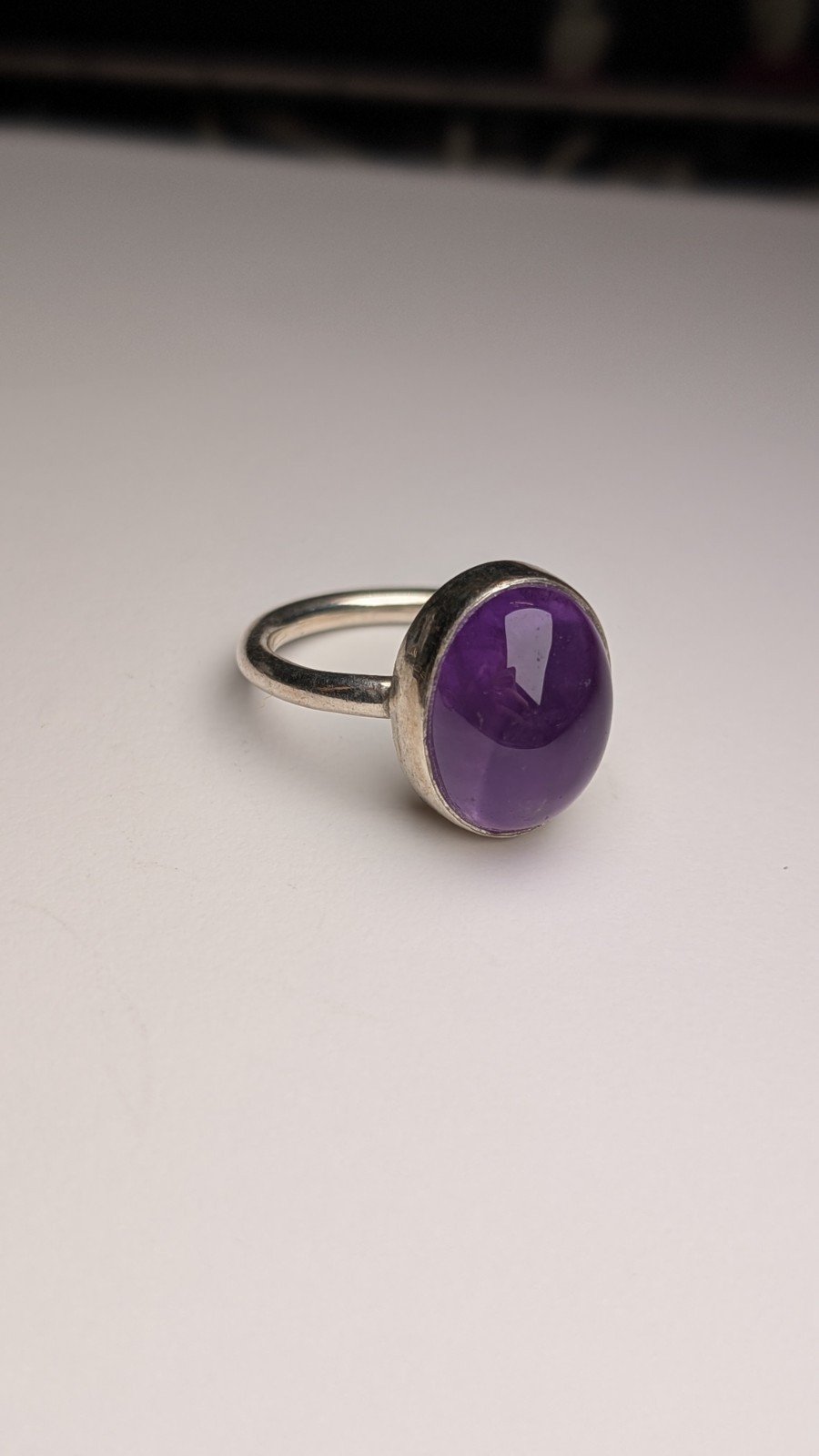 Vintage Sterling Silver Purple Gemstone Amethyst Ring | Size Q 1/2 | 925 Silver