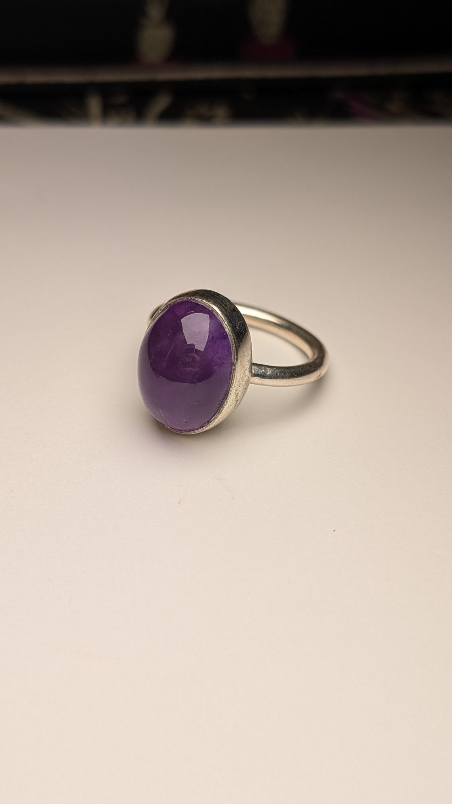 Vintage Sterling Silver Purple Gemstone Amethyst Ring | Size Q 1/2 | 925 Silver - Image 2