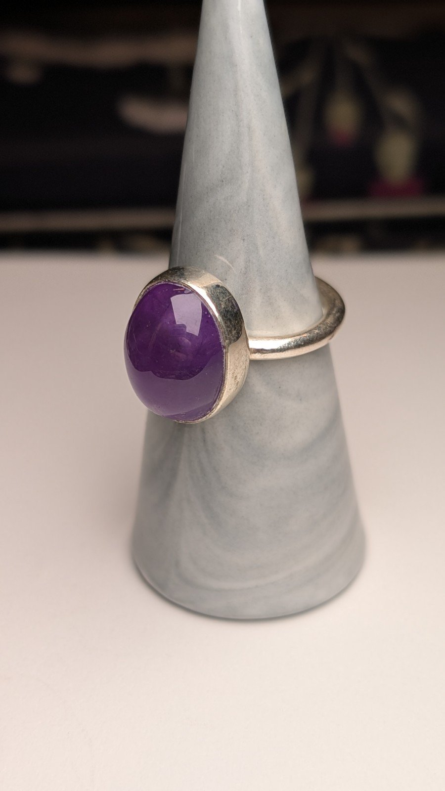 Vintage Sterling Silver Purple Gemstone Amethyst Ring | Size Q 1/2 | 925 Silver - Image 3