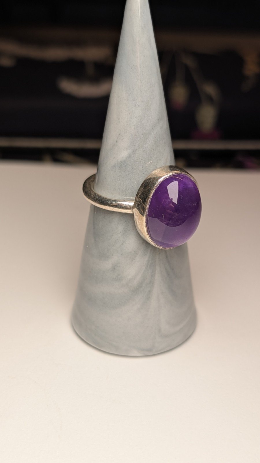 Vintage Sterling Silver Purple Gemstone Amethyst Ring | Size Q 1/2 | 925 Silver - Image 5