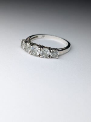 Vintage Sterling Silver Single Row Clear Gemstone Swarovski Ring | Size R 1/2