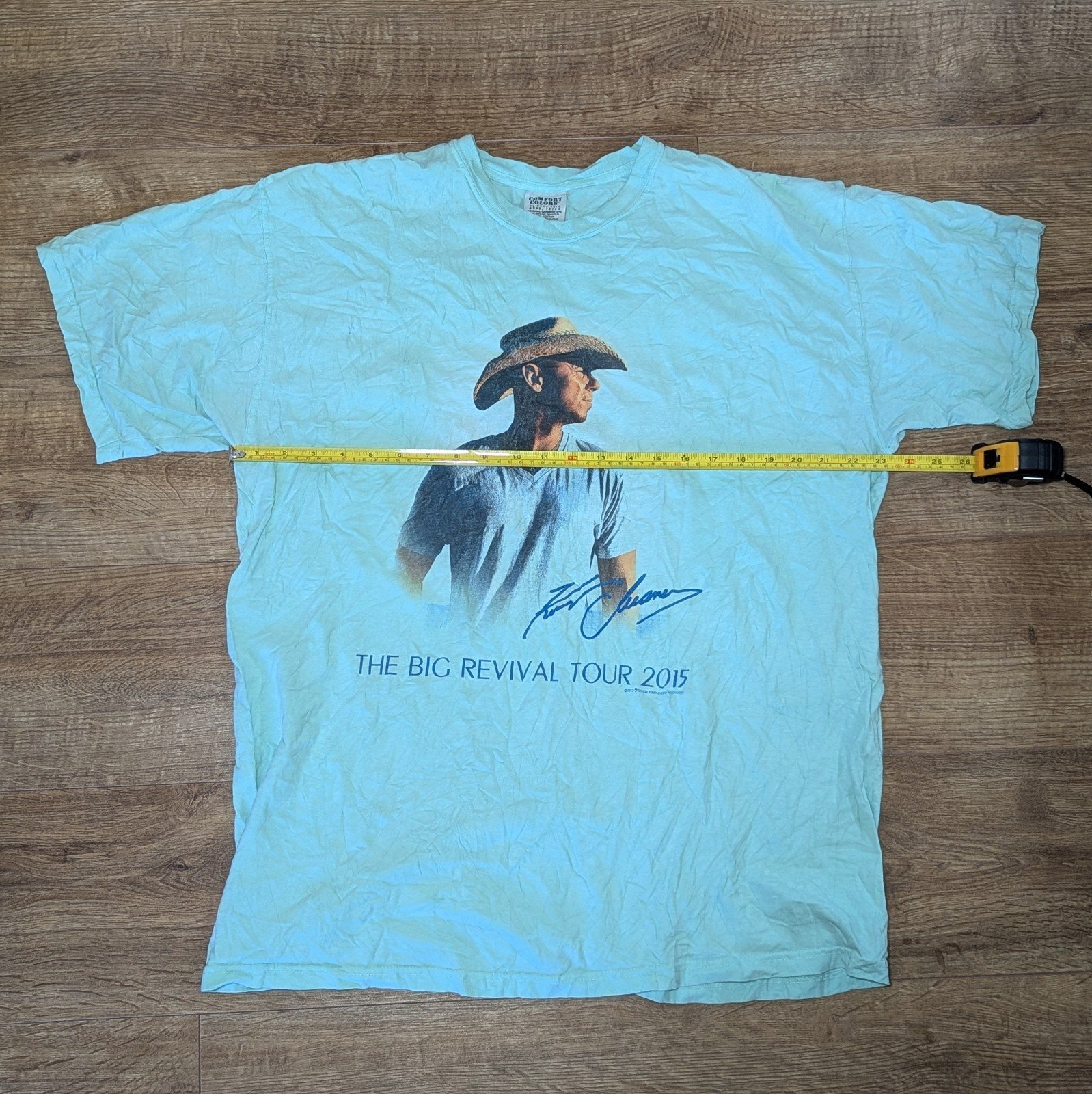Vintage Style Kenny Chesney Big Revival Tour 2015 Teal T Shirt Size X Large - Image 4