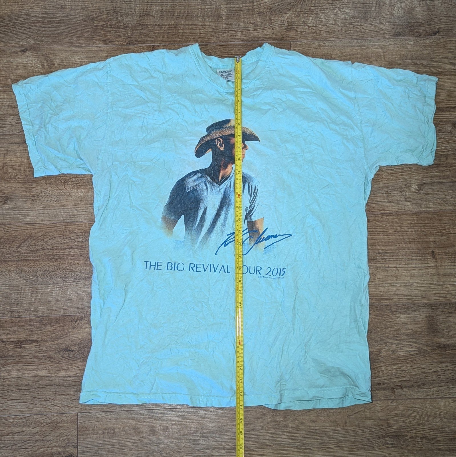 Vintage Style Kenny Chesney Big Revival Tour 2015 Teal T Shirt Size X Large - Image 5