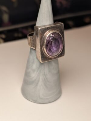 Vintage Sterling Silver Purple Gemstone Amethyst Ring | Size N | 925 Silver
