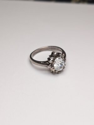 Vintage Sterling Silver Clear Gemstone Cluster Ring | Size O 1/2 | 925 Silver