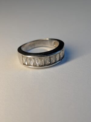 Vintage Sterling Silver Baguette Channel Set Ring | Size M 1/2 | 925 Silver
