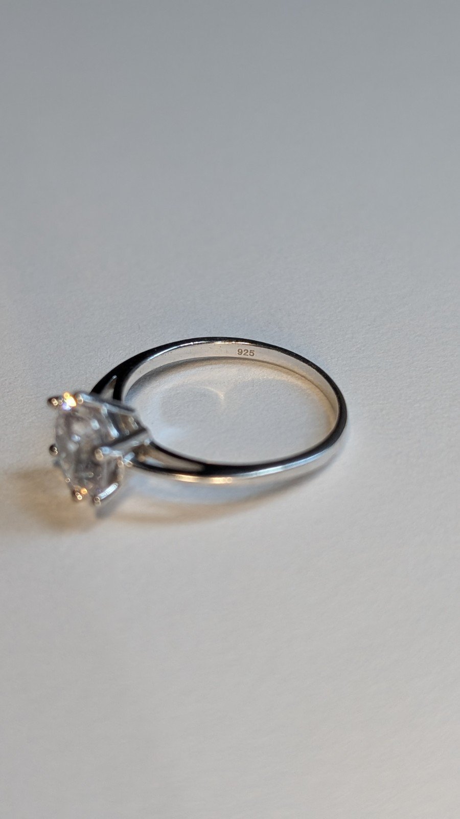 Vintage Sterling Silver Solitaire Ring | Size S 1/2 | 925 Silver - Image 4