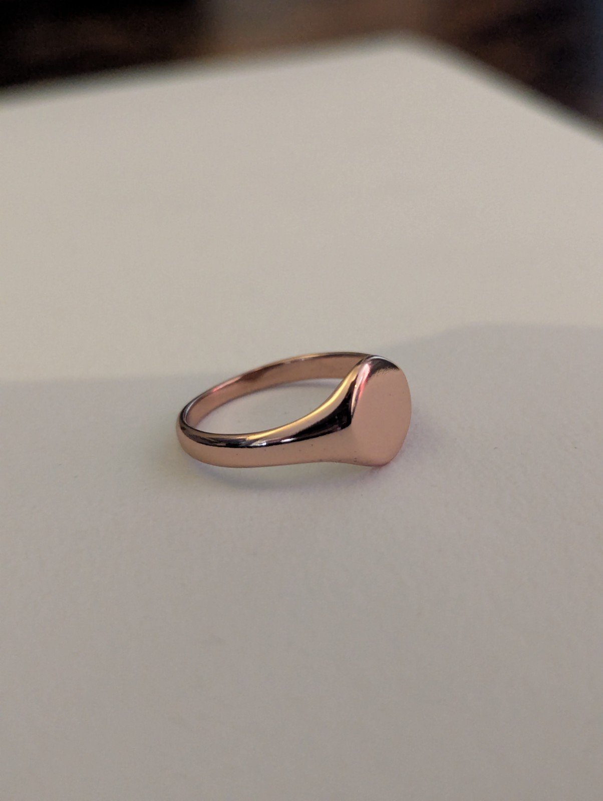 22ct Rose Gold Plated Sterling Silver Traditional Signet Ring | Size T