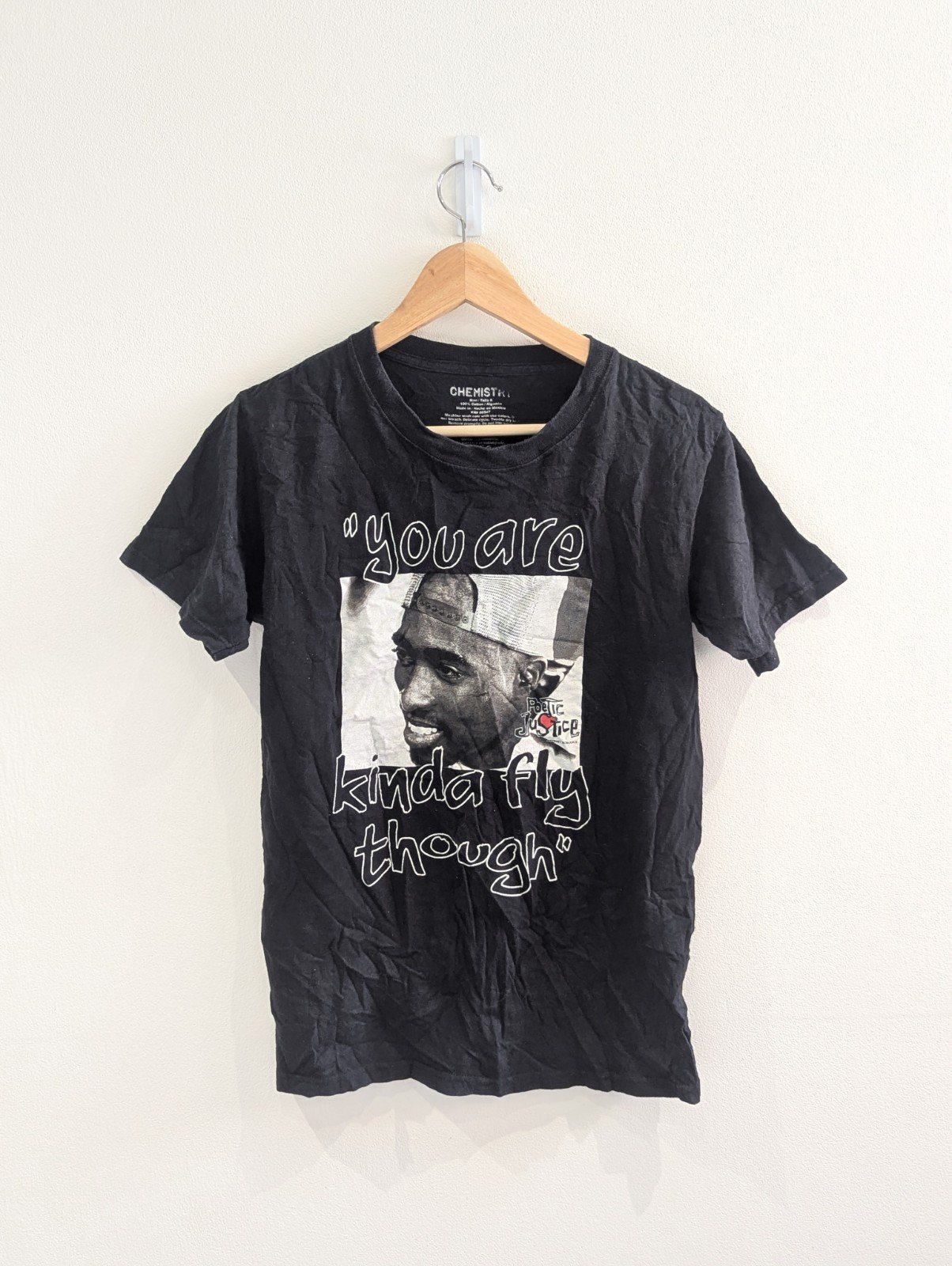 Vintage Style Poetic Justic You Are Kinda Fly Though Black T Shirt Size Small