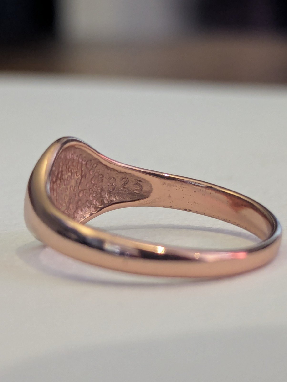 22ct Rose Gold Plated Sterling Silver Traditional Signet Ring | Size T - Image 6