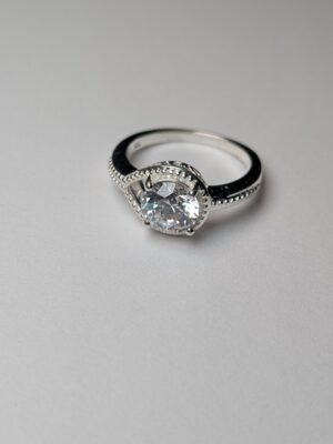 Vintage Sterling Silver Swarovski Clear Gemstone Ring | Size P 1/2 | 925