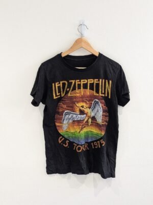 Vintage Style Led Zeppelin U.S Tour 1975 Black T Shirt Size Small