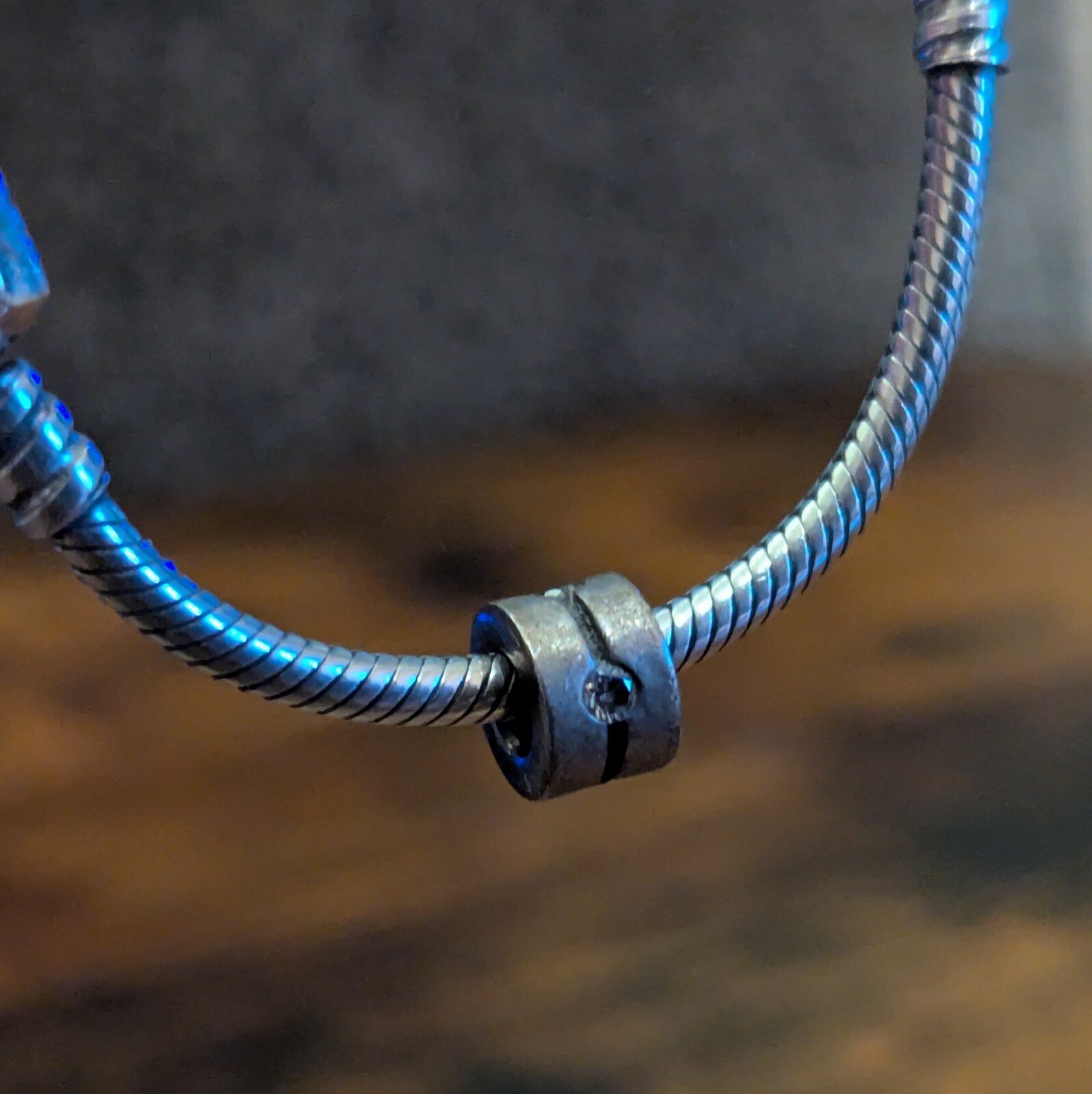 Pandora Sterling Silver with Clear CZ Barrel Collar Charm