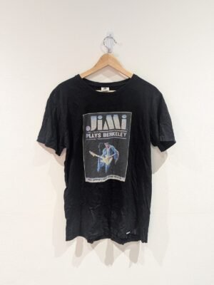Vintage Style Jimi Hendrix Plays Berkley 1970 Black T Shirt Size Medium