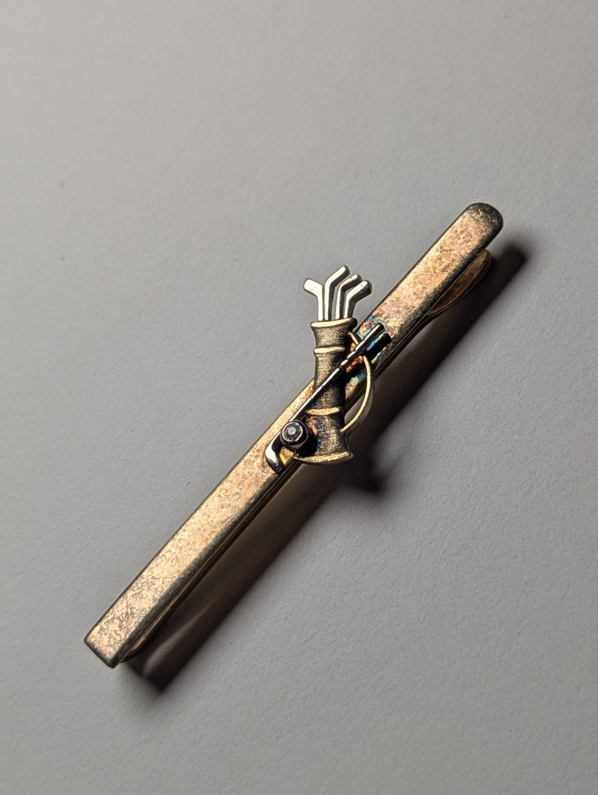 Vintage Sterling Silver Gold Tone Golf Tie Clip | 925 Silver | Golf Tie Clip