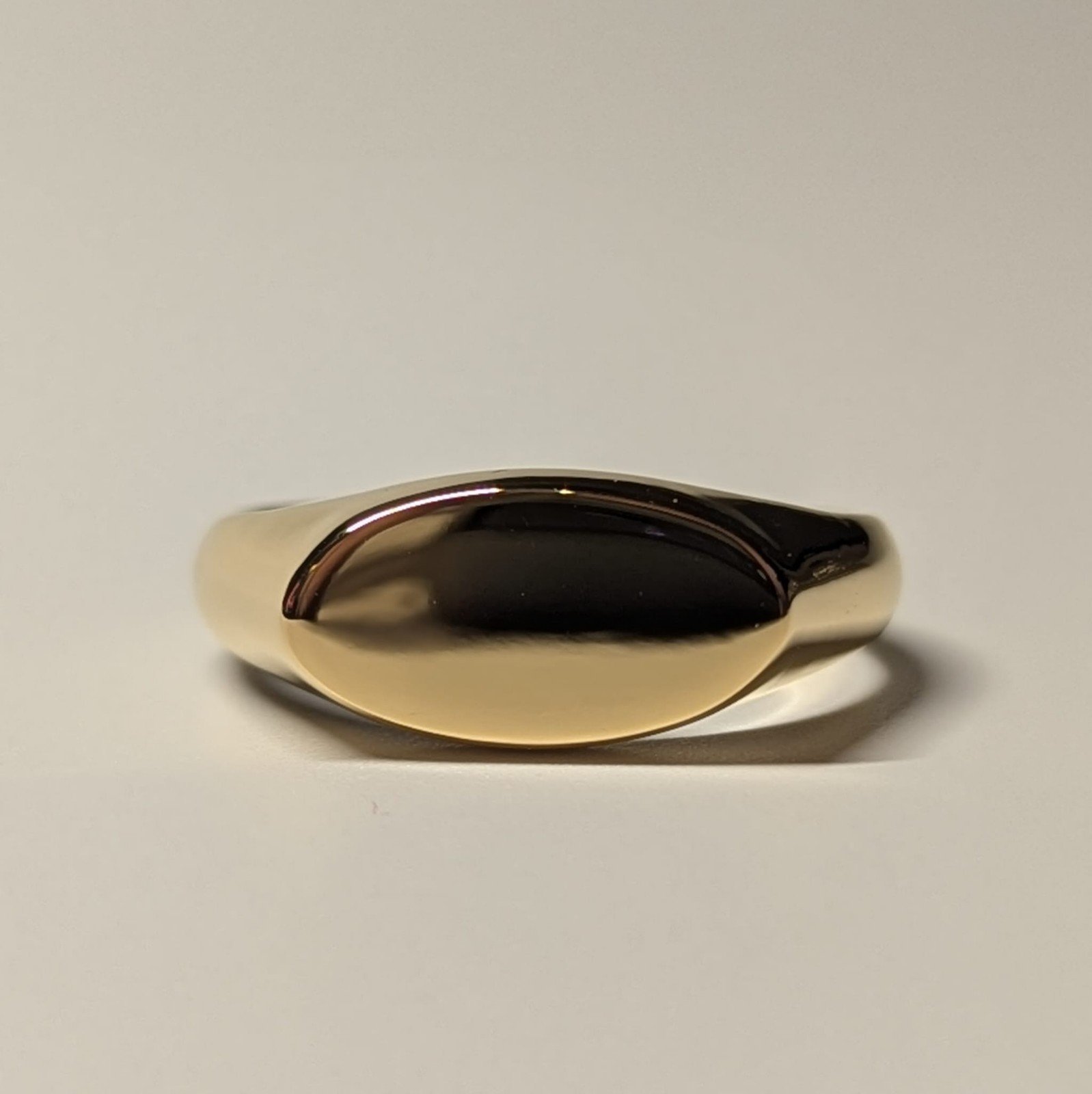 18ct Gold Plated Sterling Silver Flat Oval Signet Ring | Size Q - Image 4