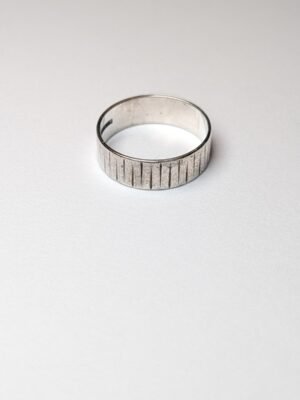 Vintage Sterling Silver Textured Tree Band | Size O | 925 Silver