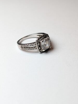 Vintage Sterling Silver Halo Gemstone Ring | Size J 1/2 | 925 Silver