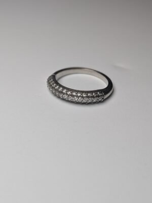 Vintage Sterling Silver CZ 3 Row Cluster Ring | Size N 1/2 | 925 Silver