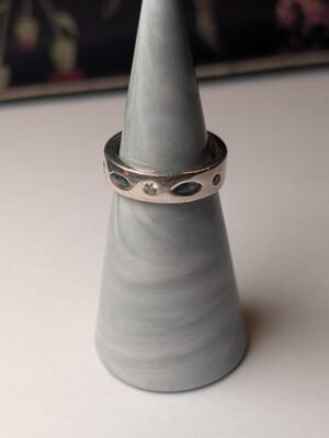 Vintage Sterling Silver Clear Gemstone Band Ring | Size N | 925 Silver