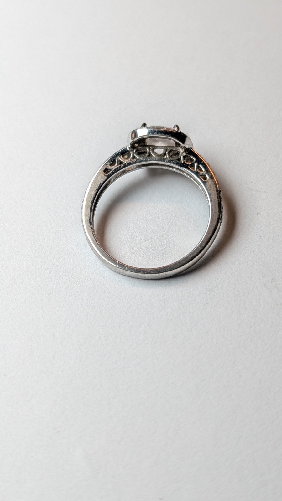 Vintage Sterling Silver Halo Clear Gemstone Ring | Size N 1/2 | 925 Silver - Image 6