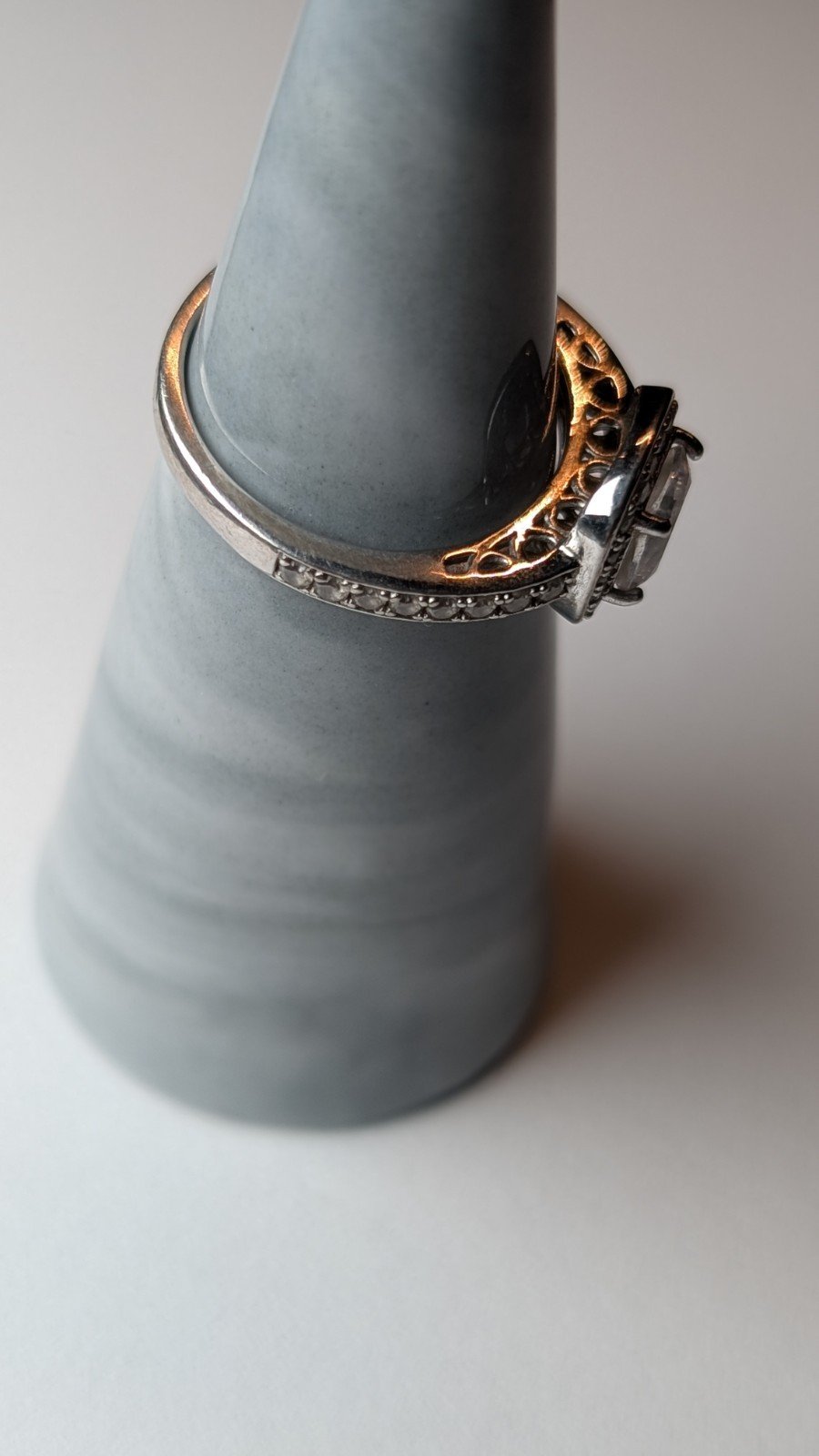 Vintage Sterling Silver Halo Clear Gemstone Ring | Size N 1/2 | 925 Silver - Image 8