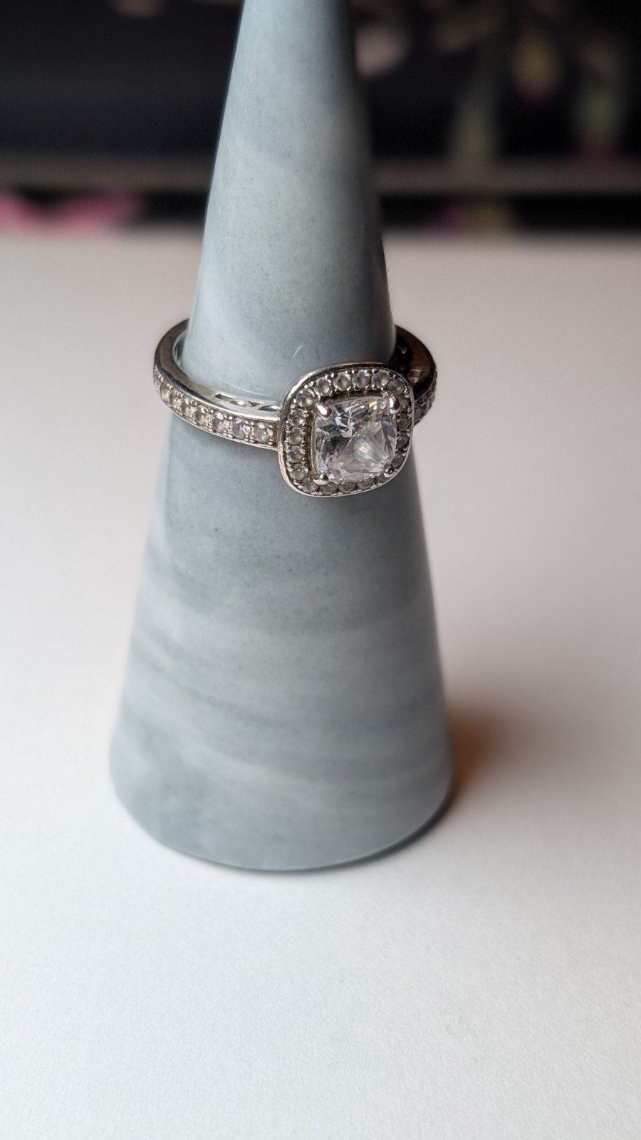 Vintage Sterling Silver Halo Clear Gemstone Ring | Size N 1/2 | 925 Silver - Image 10