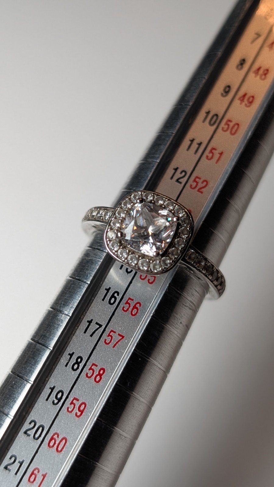 Vintage Sterling Silver Halo Clear Gemstone Ring | Size N 1/2 | 925 Silver - Image 13