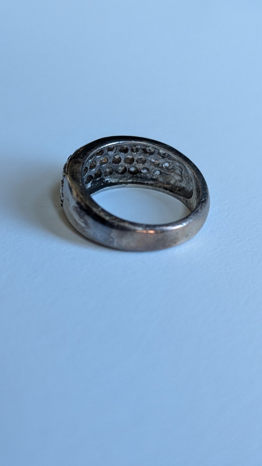 Vintage Sterling Silver CZ 3 Row Cluster Ring | Size M 1/2 | 925 Silver - Image 5