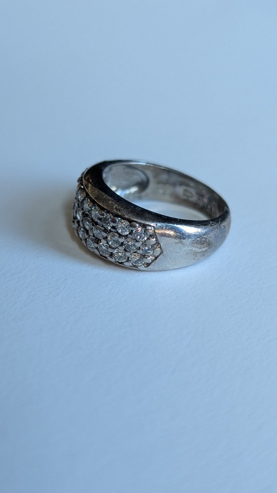 Vintage Sterling Silver CZ 3 Row Cluster Ring | Size M 1/2 | 925 Silver - Image 6