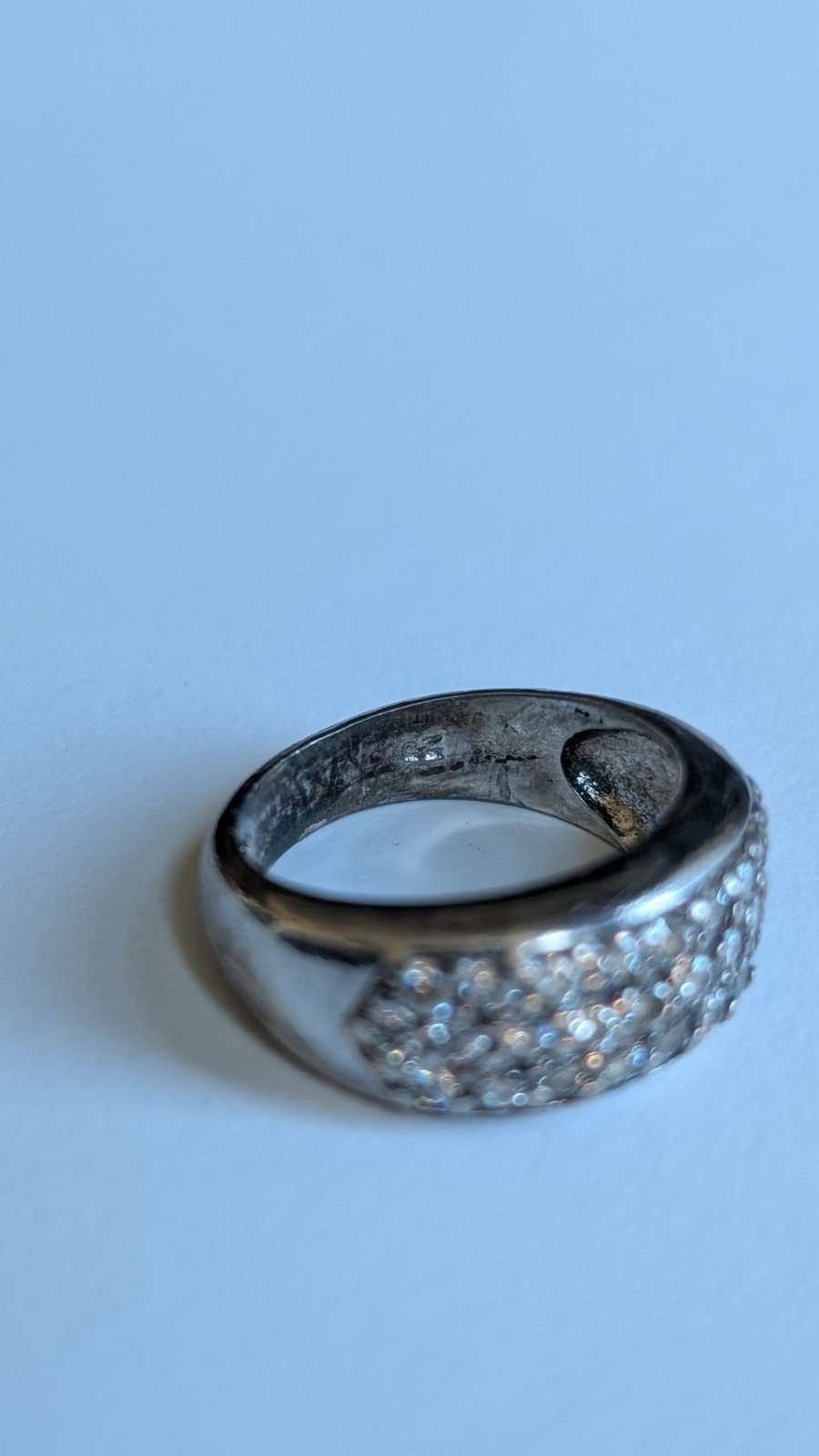 Vintage Sterling Silver CZ 3 Row Cluster Ring | Size M 1/2 | 925 Silver - Image 7