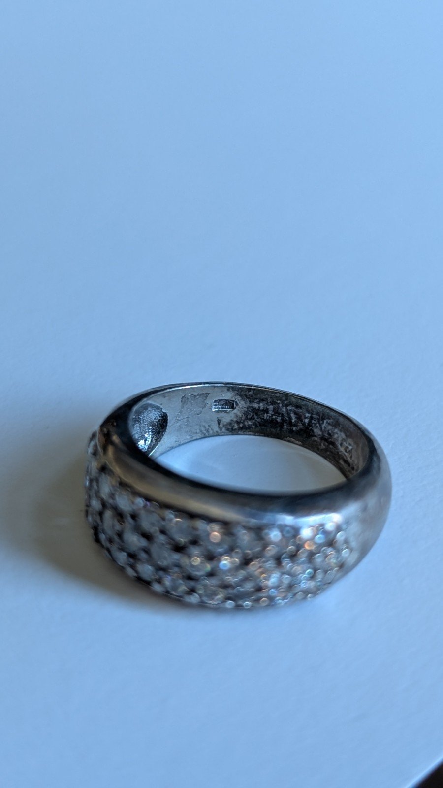 Vintage Sterling Silver CZ 3 Row Cluster Ring | Size M 1/2 | 925 Silver - Image 10