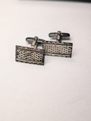 Vintage Sterling Silver Textured Mens Cuff Links | 925 Silver
