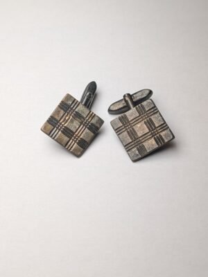 Vintage Sterling Silver Textured Mens Cuff Links | 925 Silver