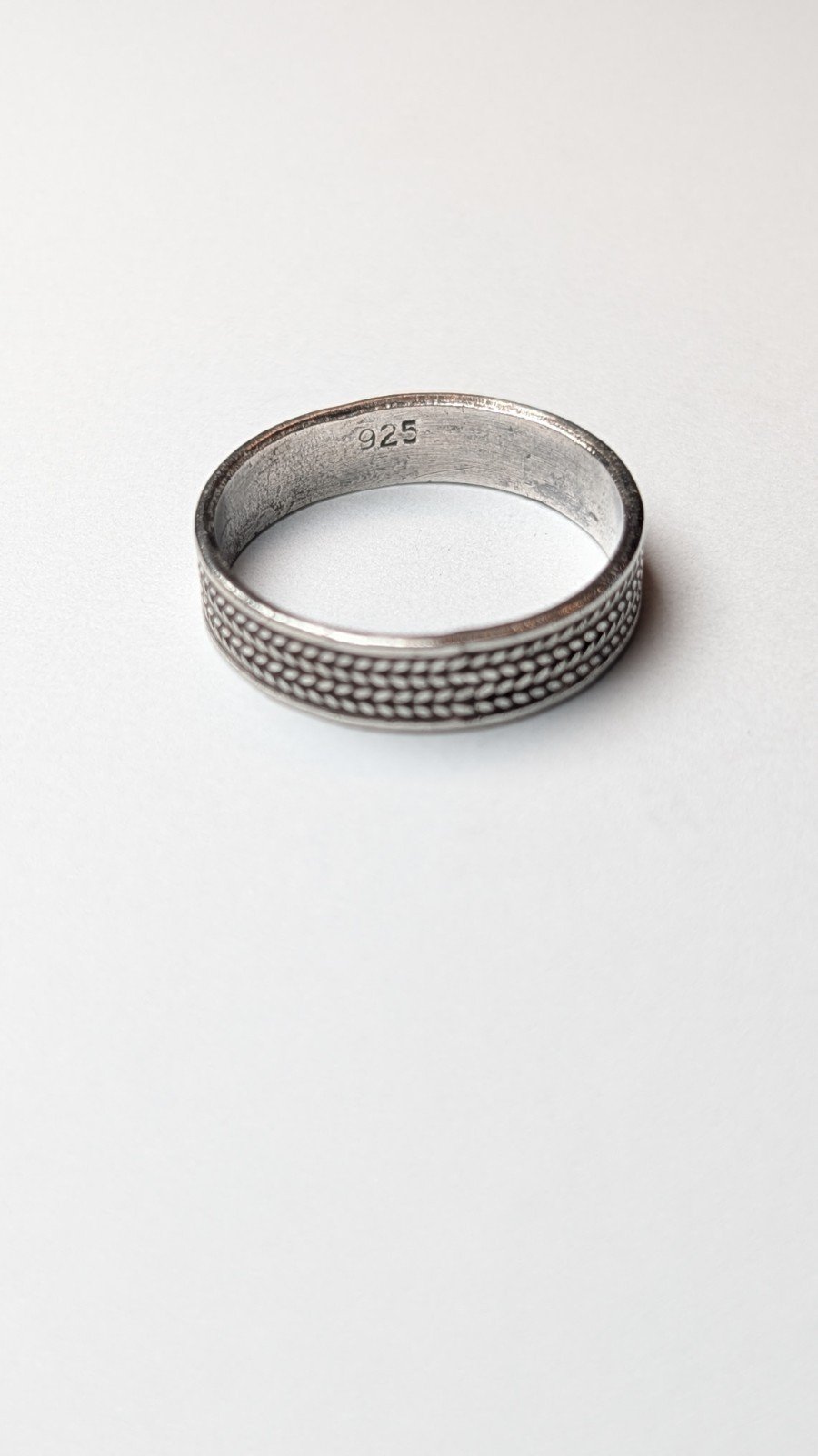 Vintage Sterling Silver Weave Patterned Band Ring | Size R 1/2 | 925 Silver - Image 3