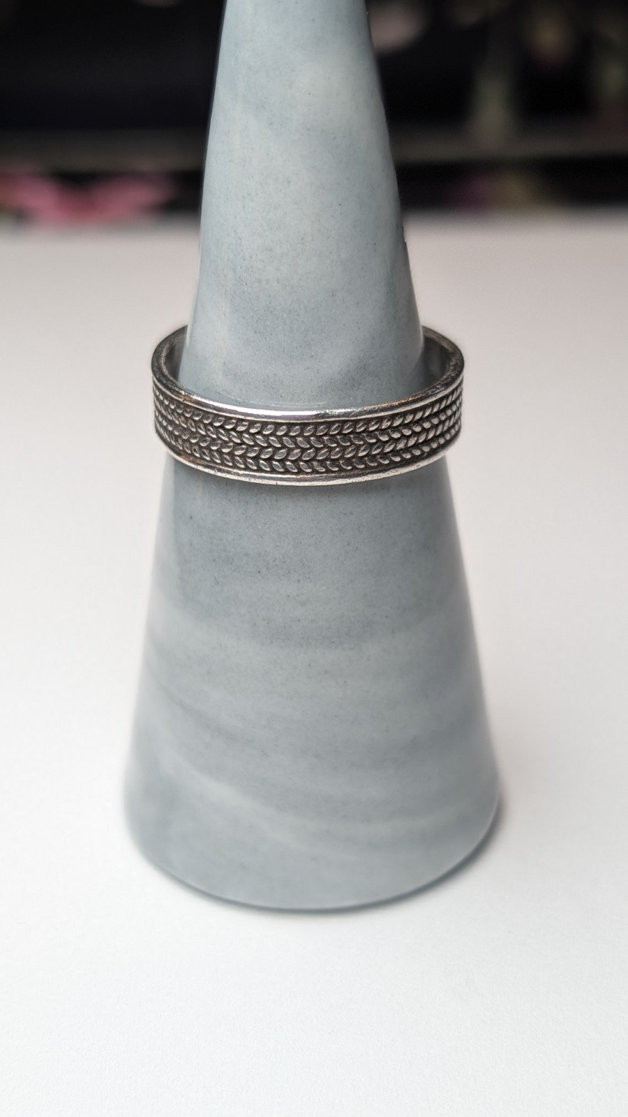 Vintage Sterling Silver Weave Patterned Band Ring | Size R 1/2 | 925 Silver - Image 5