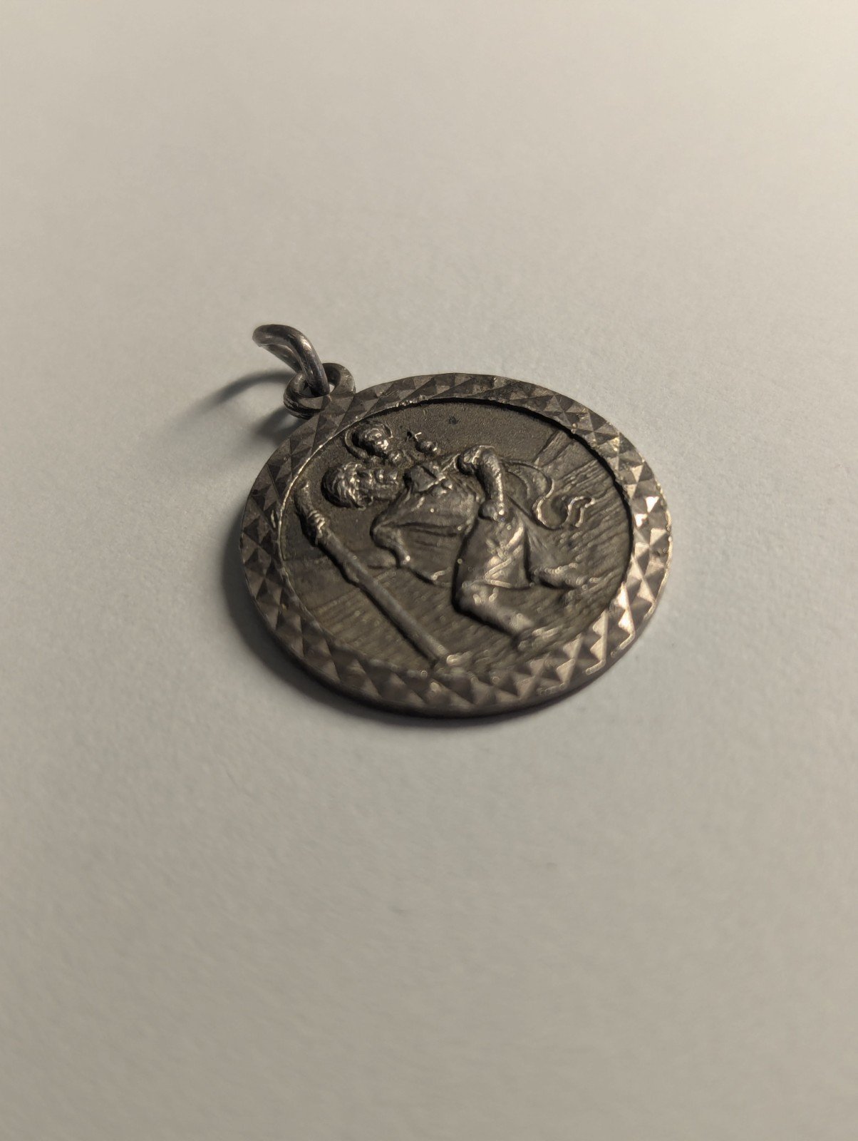 Vintage Sterling Silver St Christopher Pendant 925 Silver Religious Pendant