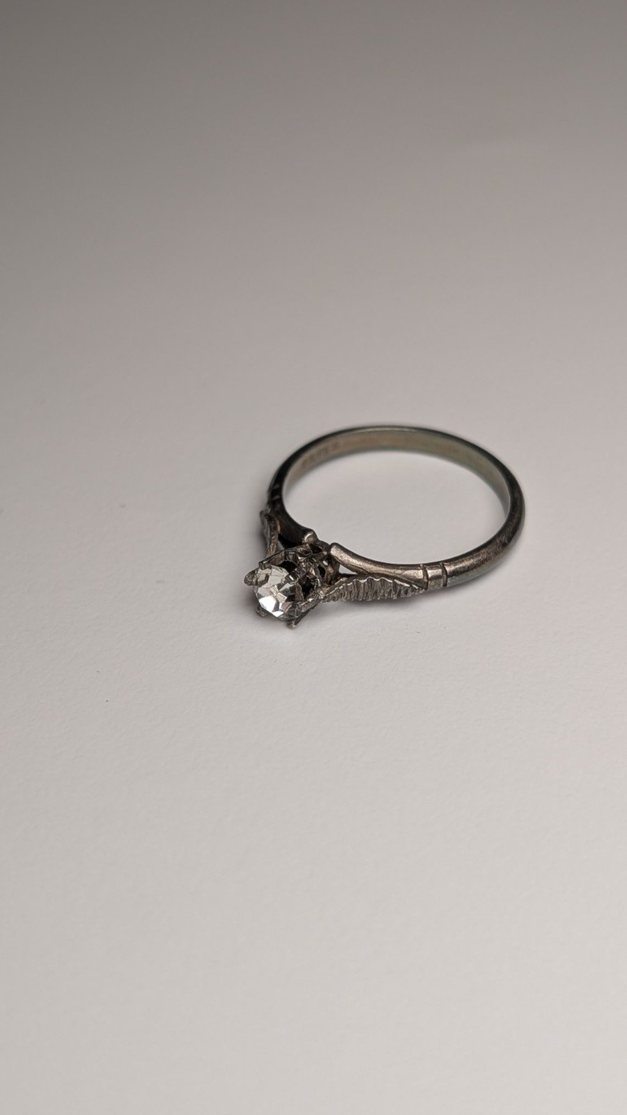 Vintage Sterling Silver Clear Gemstone Solitaire Ring Size P | 925 Silver - Image 2