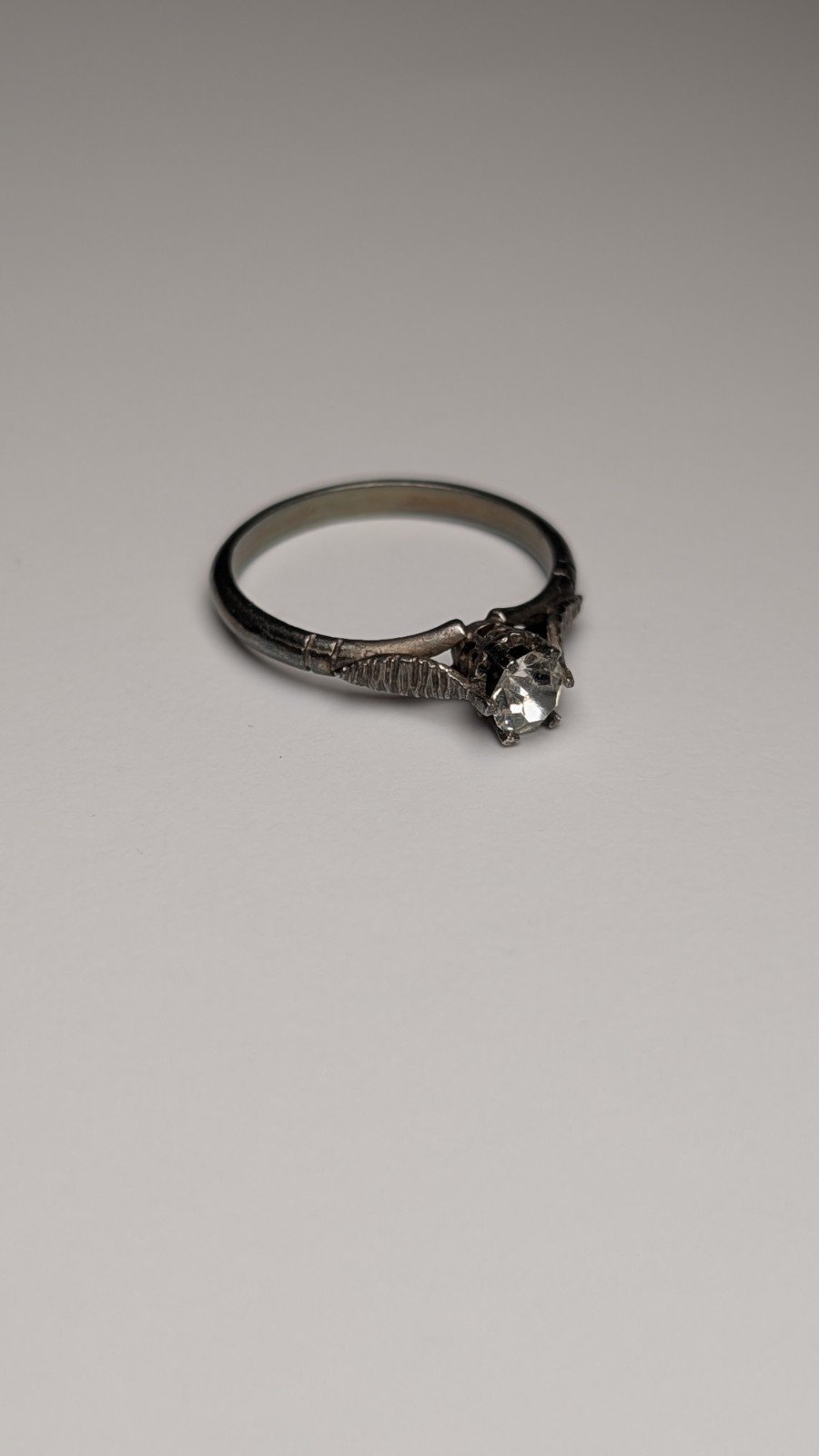 Vintage Sterling Silver Clear Gemstone Solitaire Ring Size P | 925 Silver - Image 4