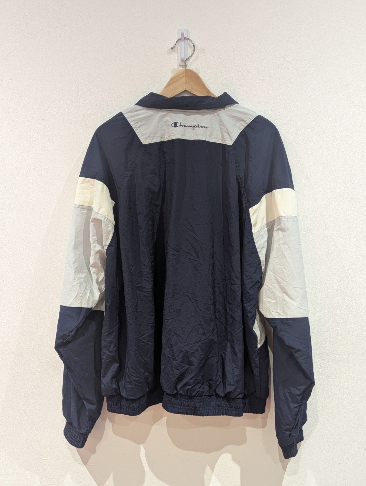 Vintage Authentic Champion Jacket Windbreaker Blue/White/Grey | Extra Large - Image 2