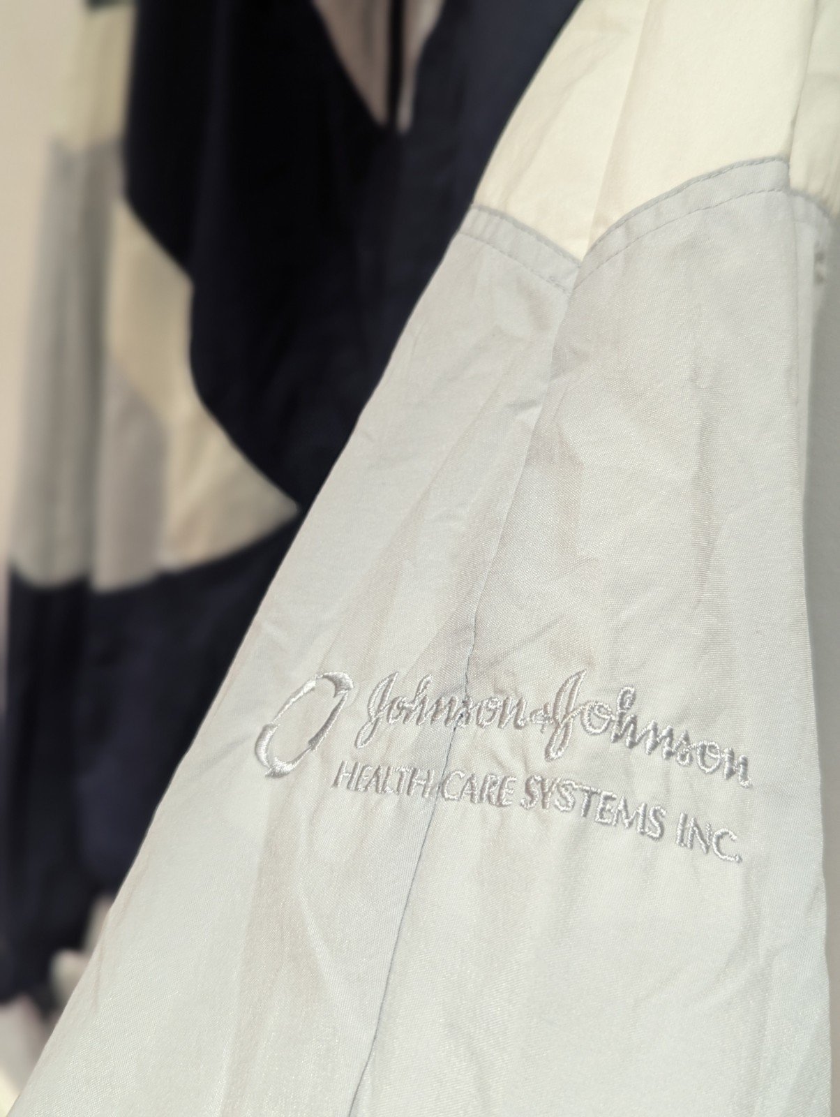 Vintage Authentic Champion Jacket Windbreaker Blue/White/Grey | Extra Large - Image 3