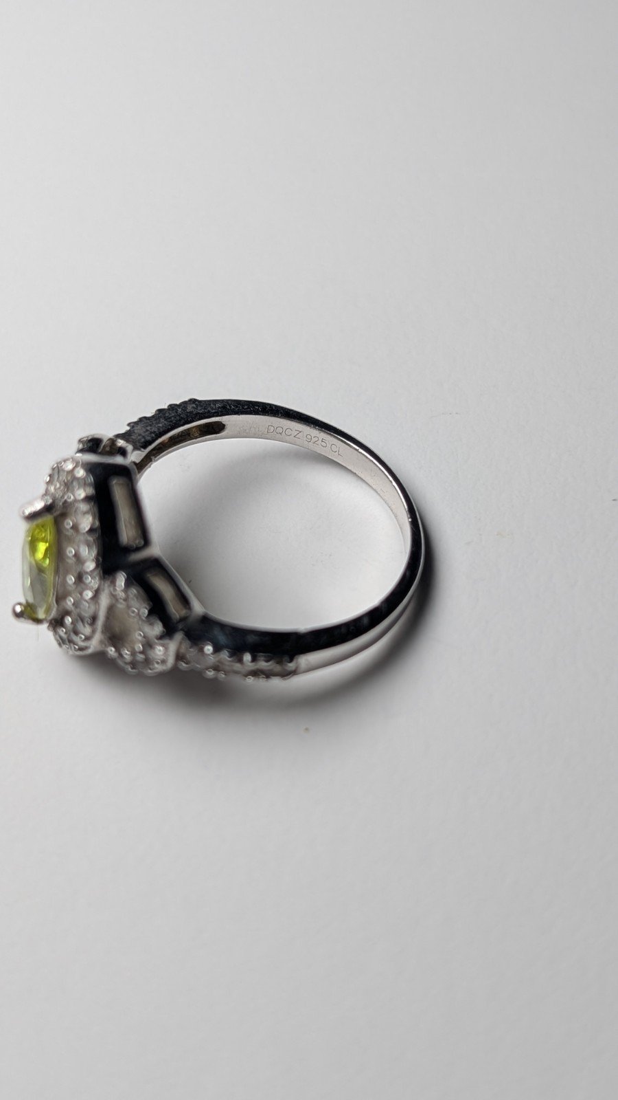 Vintage Sterling Silver Green Peridot Ring | Size Q | 925 Silver - Image 2