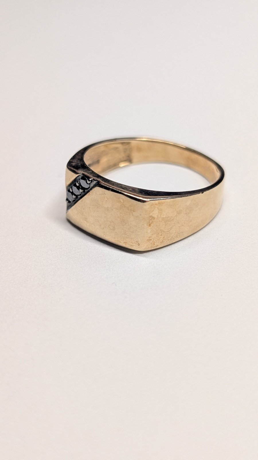 Vintage 9ct Gold Three Stone Onyx Signet Ring | Size V 1/2 | 375 Gold | 4.06g - Image 4