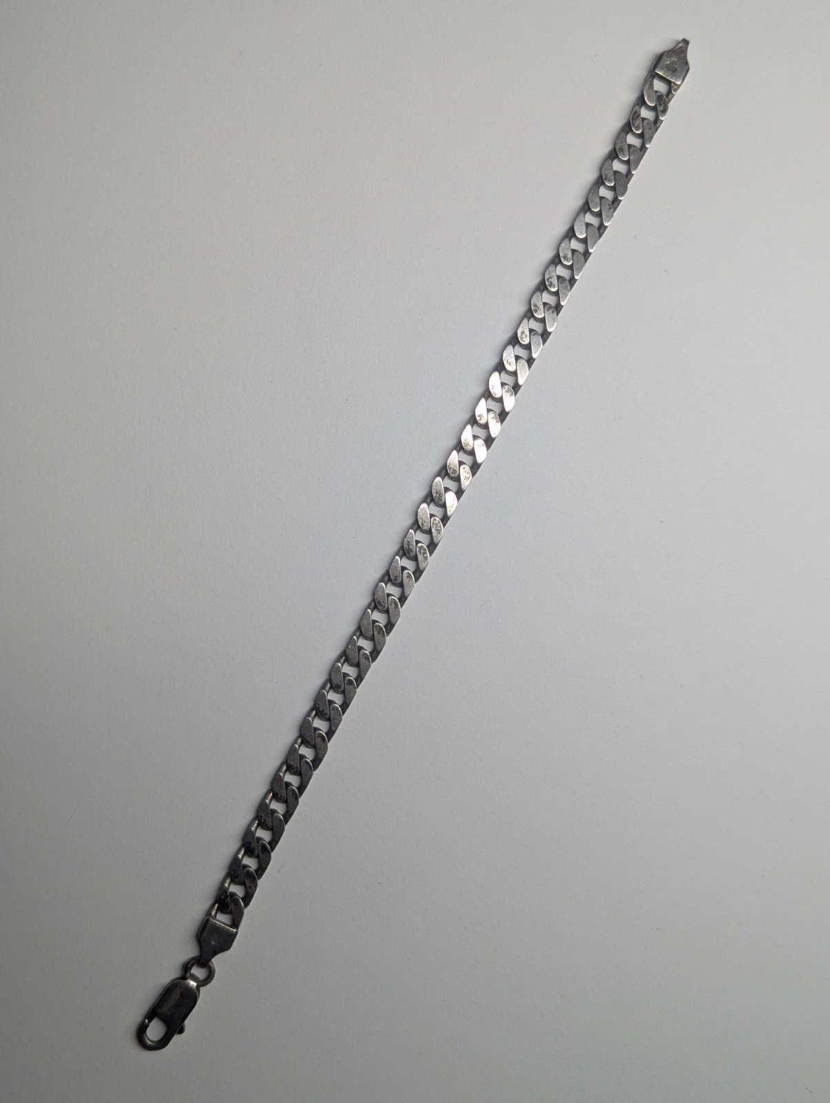 Vintage Sterling Silver Curb Link Mens Bracelet Chain | 21cm | 16.42g