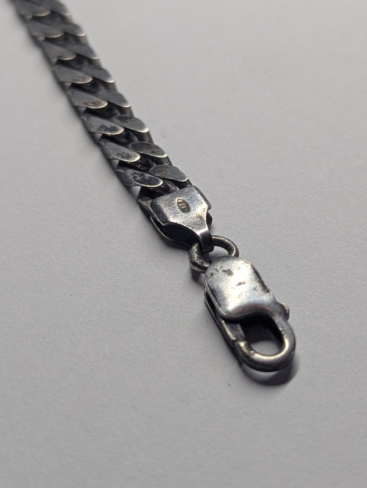 Vintage Sterling Silver Curb Link Mens Bracelet Chain | 21cm | 16.42g - Image 2