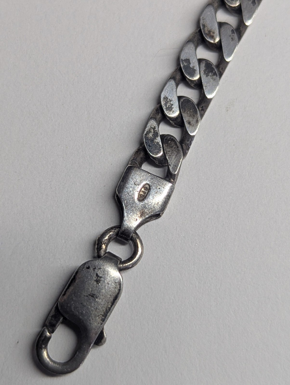 Vintage Sterling Silver Curb Link Mens Bracelet Chain | 21cm | 16.42g - Image 3