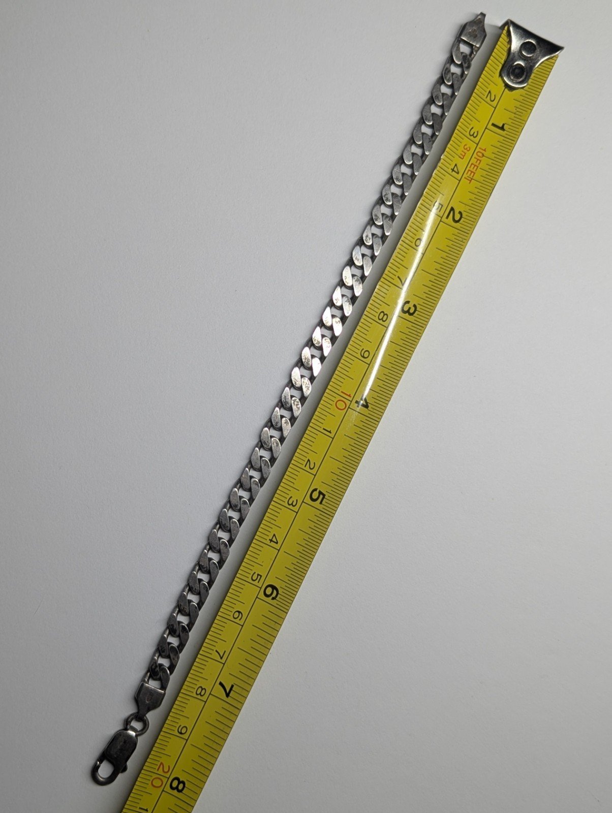 Vintage Sterling Silver Curb Link Mens Bracelet Chain | 21cm | 16.42g - Image 7