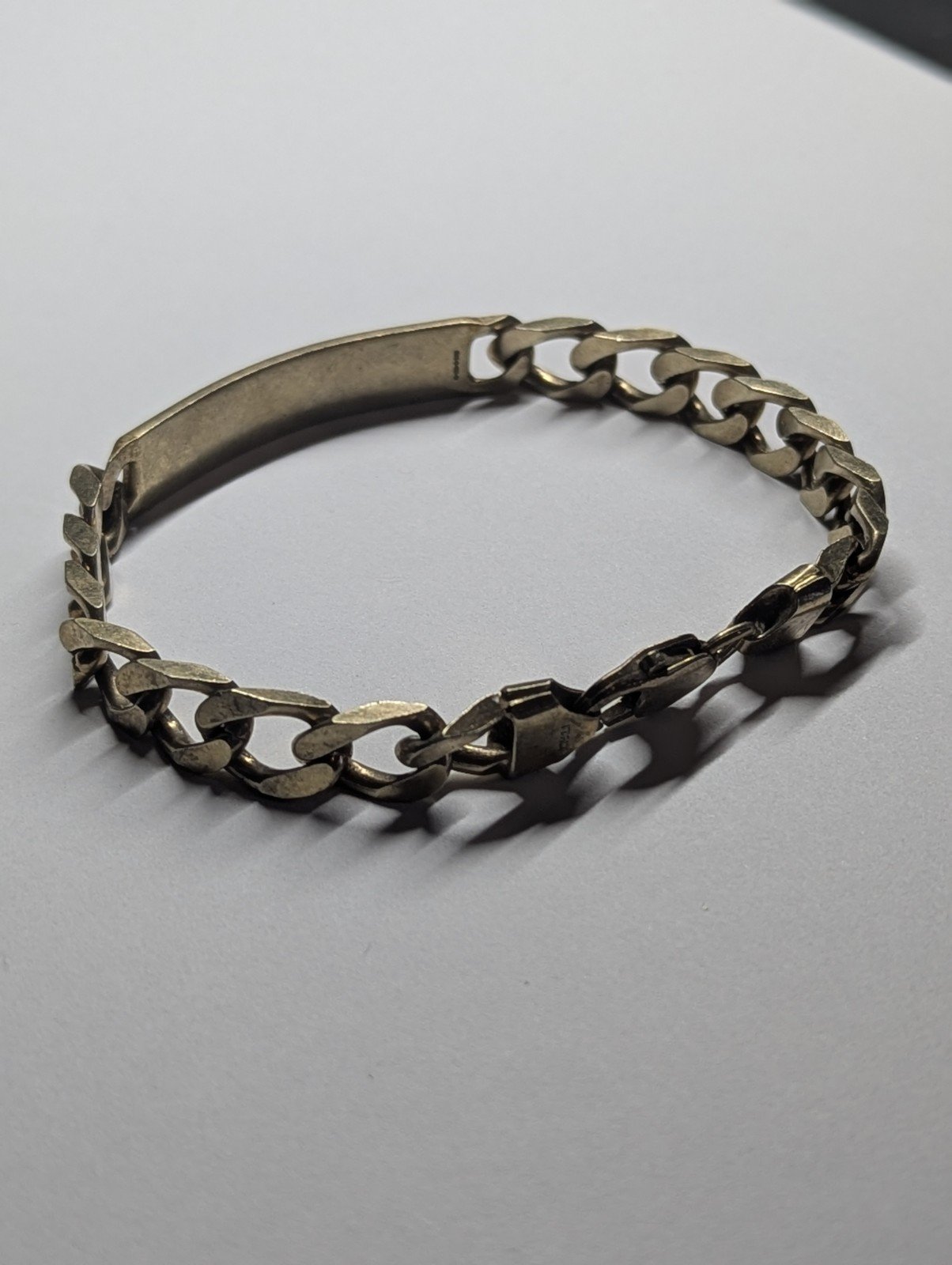 Vintage Gold Plated Sterling Silver Curb Link ID Bracelet Chain | 21cm | 28.64g