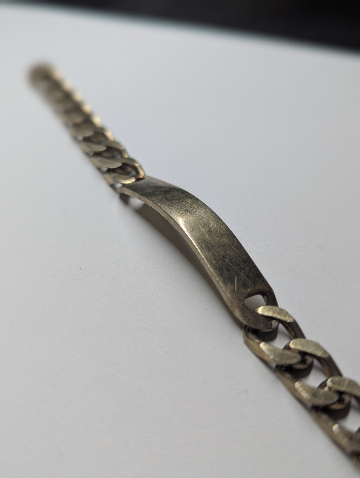 Vintage Gold Plated Sterling Silver Curb Link ID Bracelet Chain | 21cm | 28.64g - Image 3